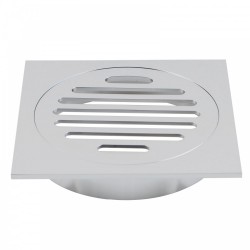 110x110mm Square Chrome Brass Floor Waste Shower Grate Drain Outlet 100mm